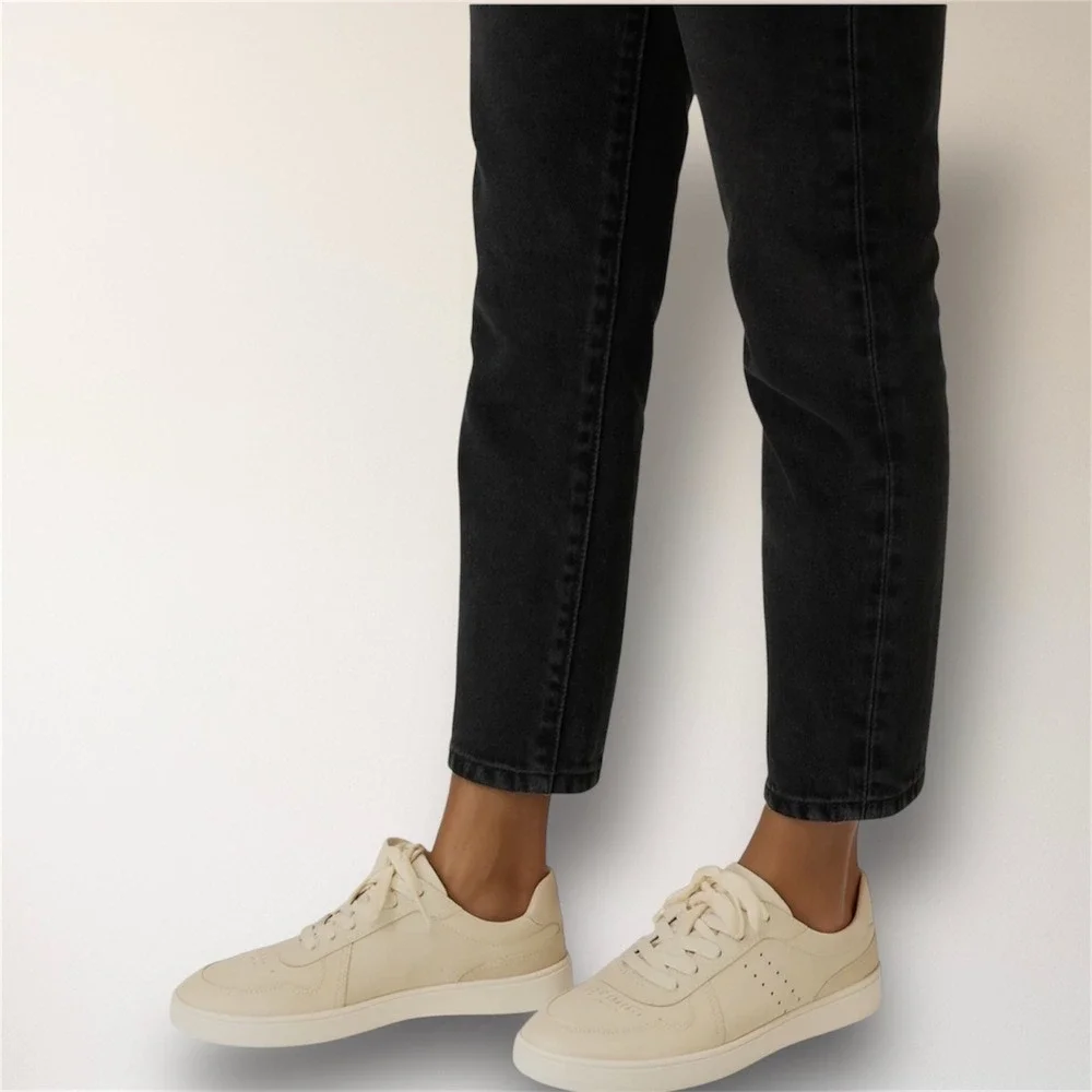 Nisolo Women's 5 Bone White‎ Leather Bria Go-To Court Sneakers New in Box $160
